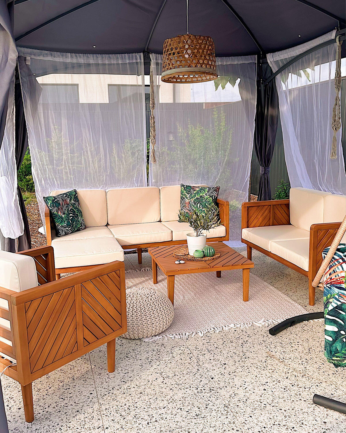 LOUNGE SADA 5-místná Akáciové dřevo Světle hnědá Baratti - světle hnědá, dřevo - Beliani