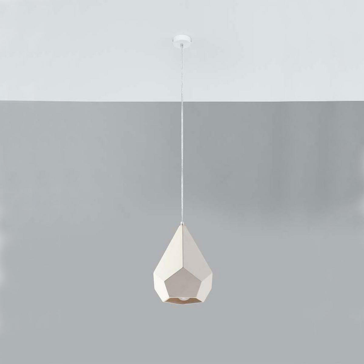 PENDELLEUCHTE Keramik Weiß Diamantform - Weiß, Keramik (30/16.5/130cm)