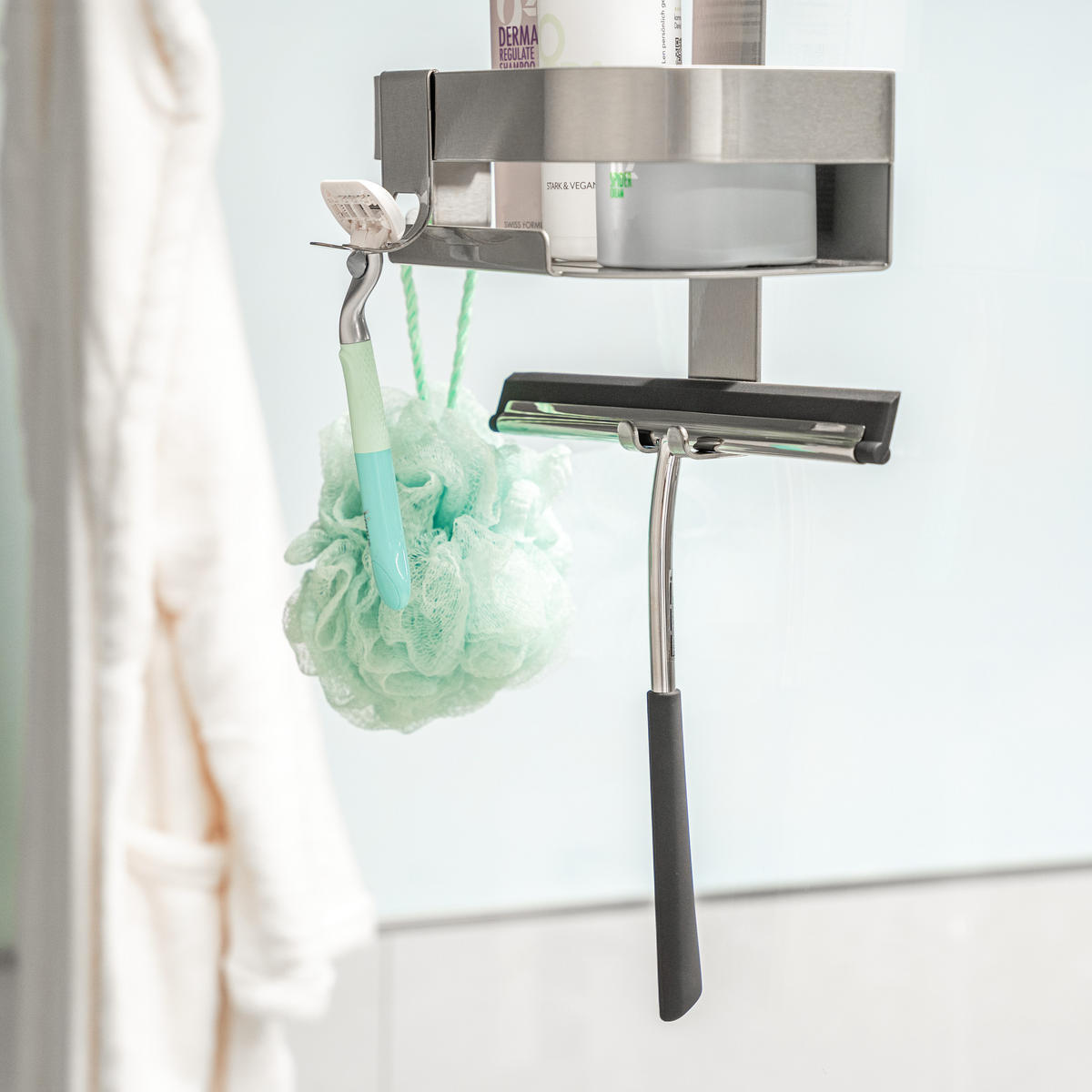 DUSCHABLAGE für Glasduschwand, Edelstahl - Edelstahlfarben, Metall (23/67.5/10.5cm) - eluno