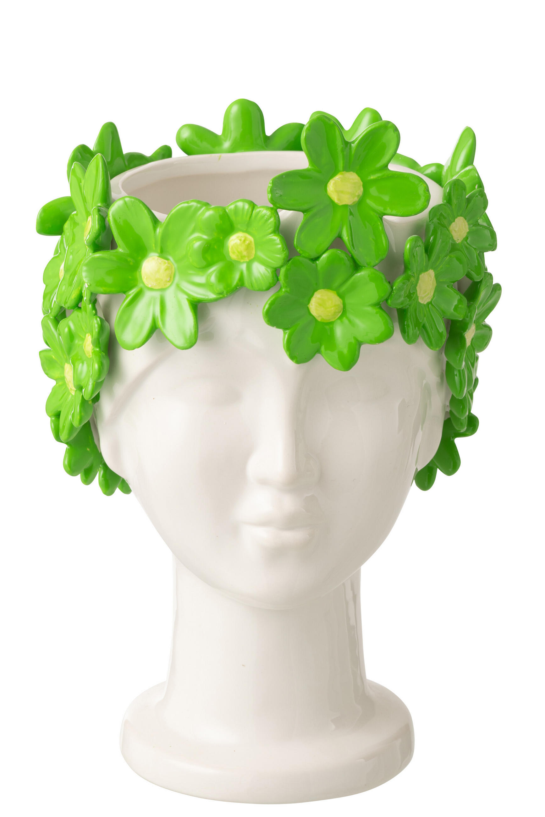 BLUMENTOPF BLUMENMÄDCHEN Weiß - Grün, Keramik (16.5/24.5cm) - J-Line