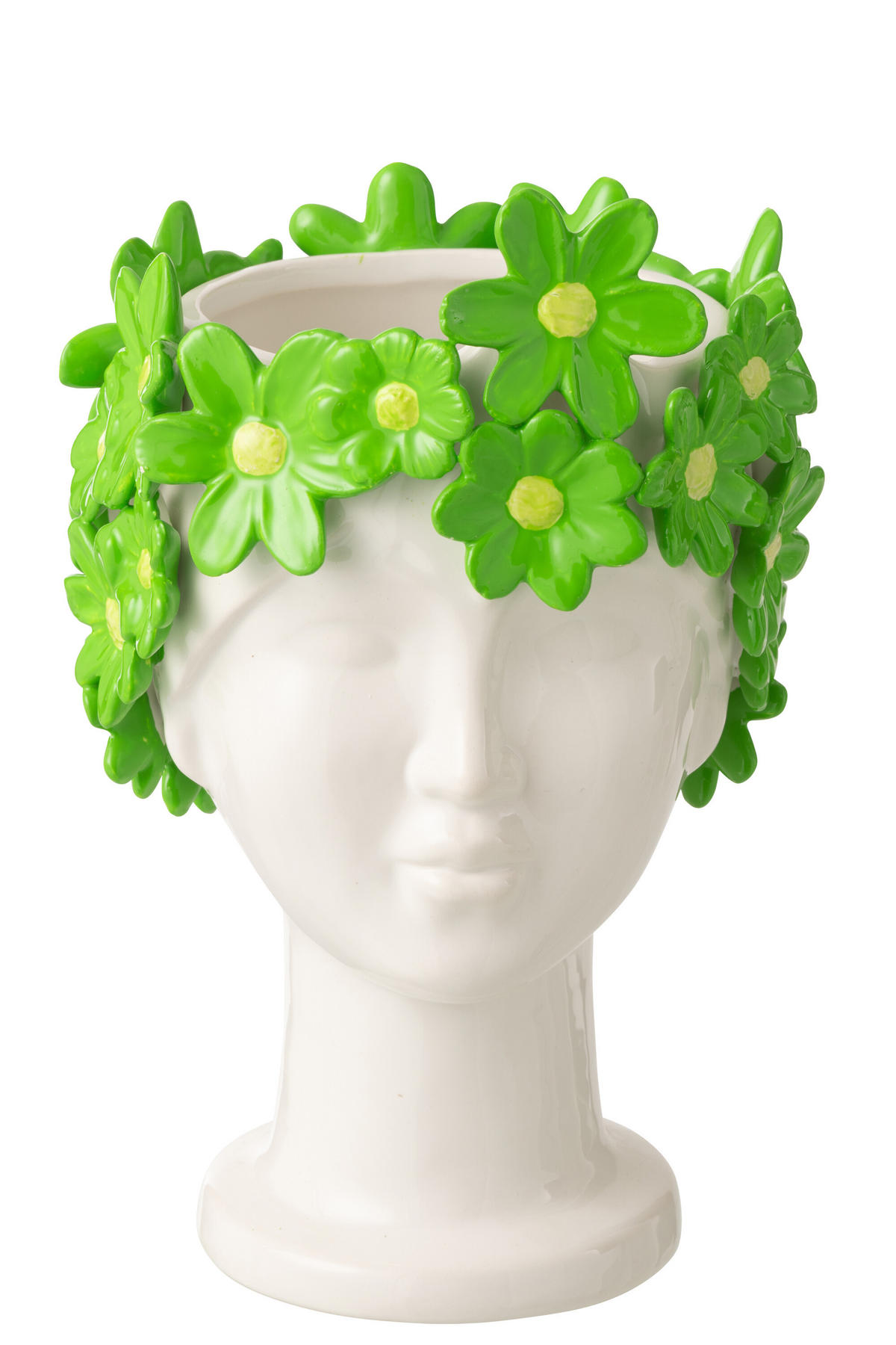 BLUMENTOPF BLUMENMÄDCHEN Weiß - Grün, Keramik (16.5/24.5cm) - J-Line