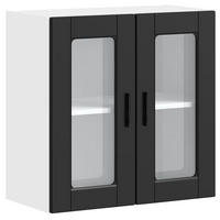 KÜCHEN-HÄNGESCHRANK Mit Glastür Schwarz - Schwarz, Holzwerkstoff (31/60/60cm) - vidaXL