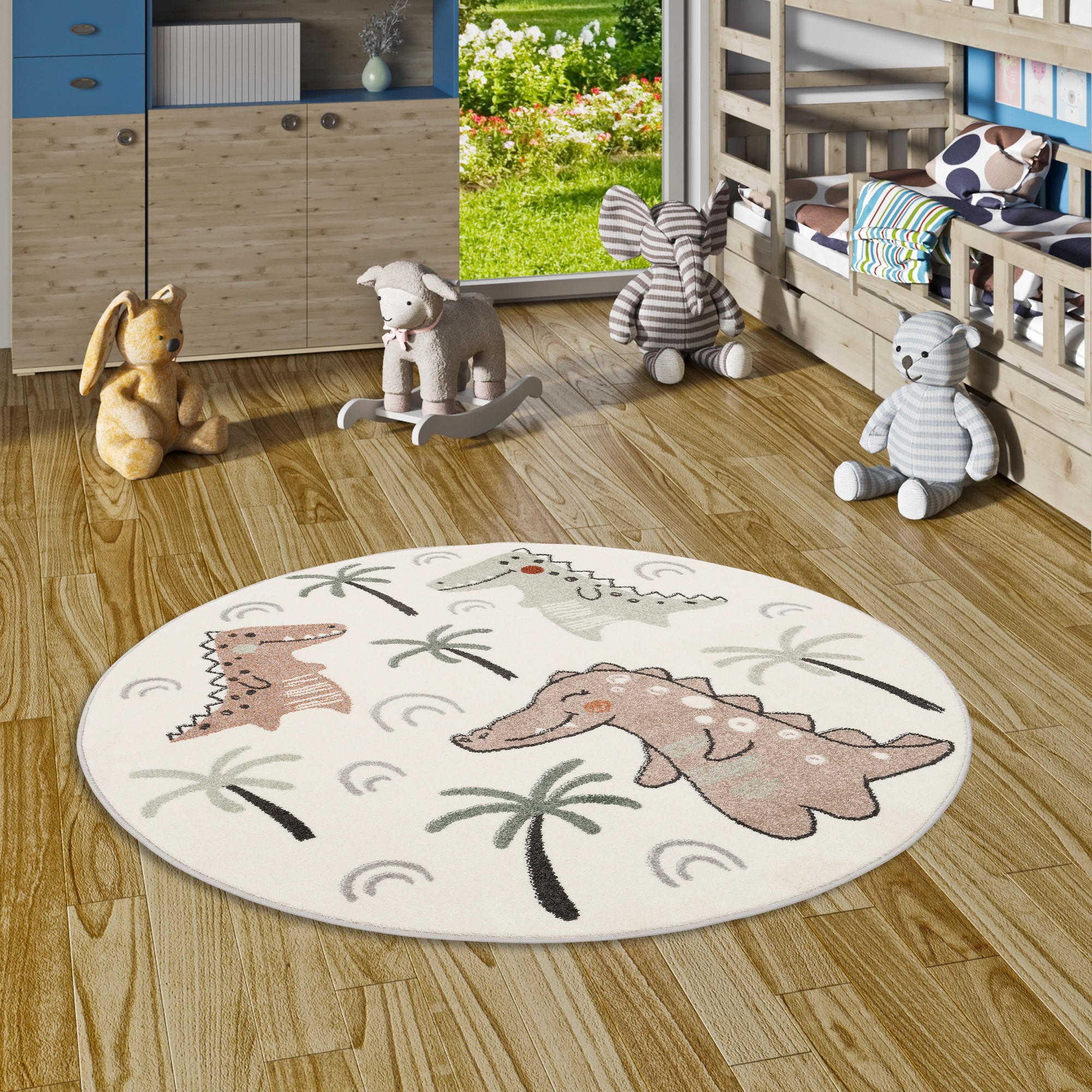 KINDER TEPPICH SOFTSTAR KIDS LUSTIGE DINOS RUND - Multicolor, Textil (200/200cm) - Pergamon
