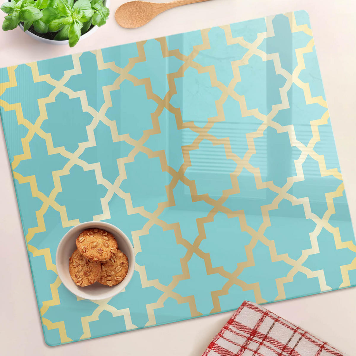 GLASPLATTE 60x52 cm Arabisches Muster - Goldfarben, Glas (60/0.4/52cm) - TULUP