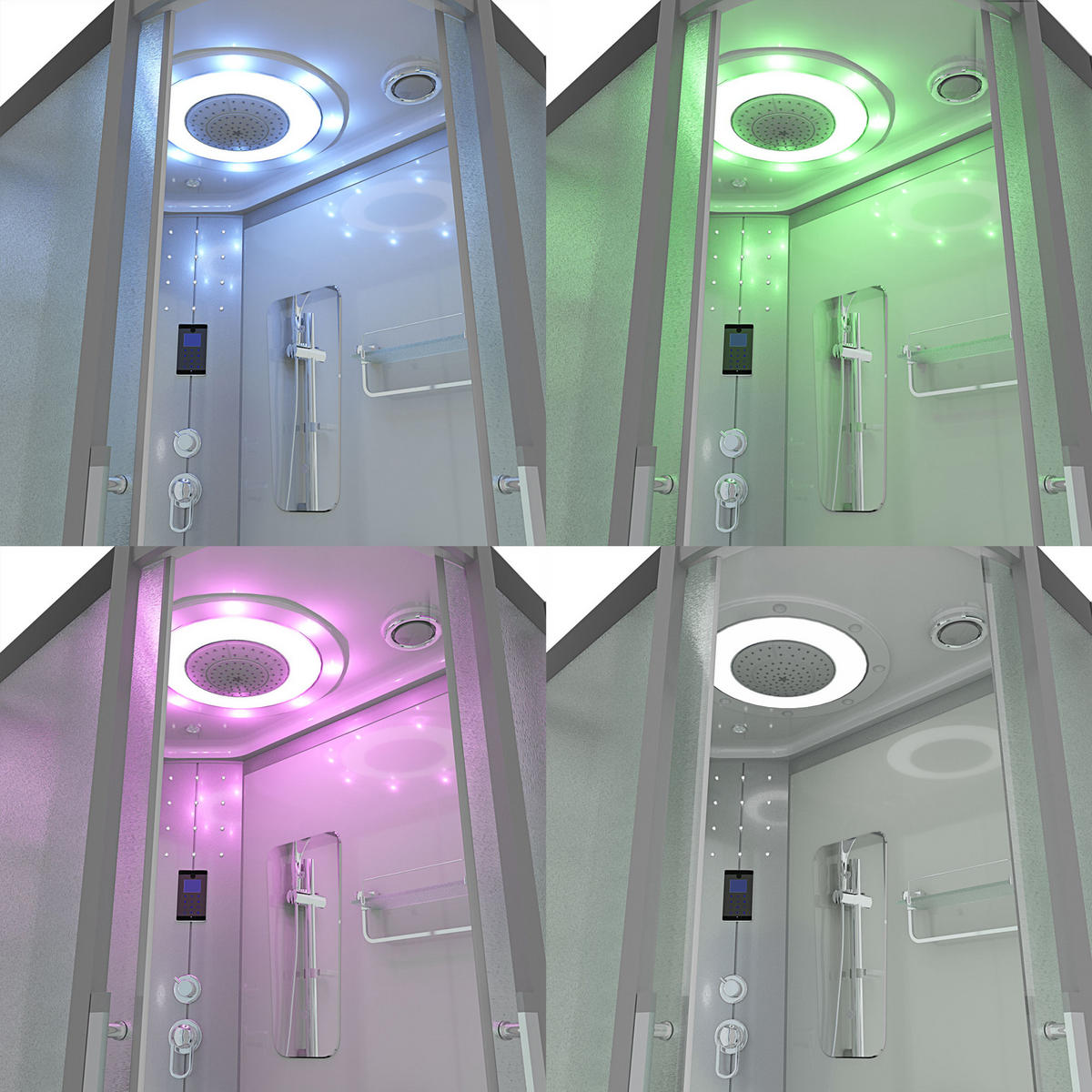 DUSCHE DampfduscheD60-70M2R-EC Weiß 80x120 - Weiß, Glas/Kunststoff (80/120/215cm) - AcquaVapore by Sandra Jentho