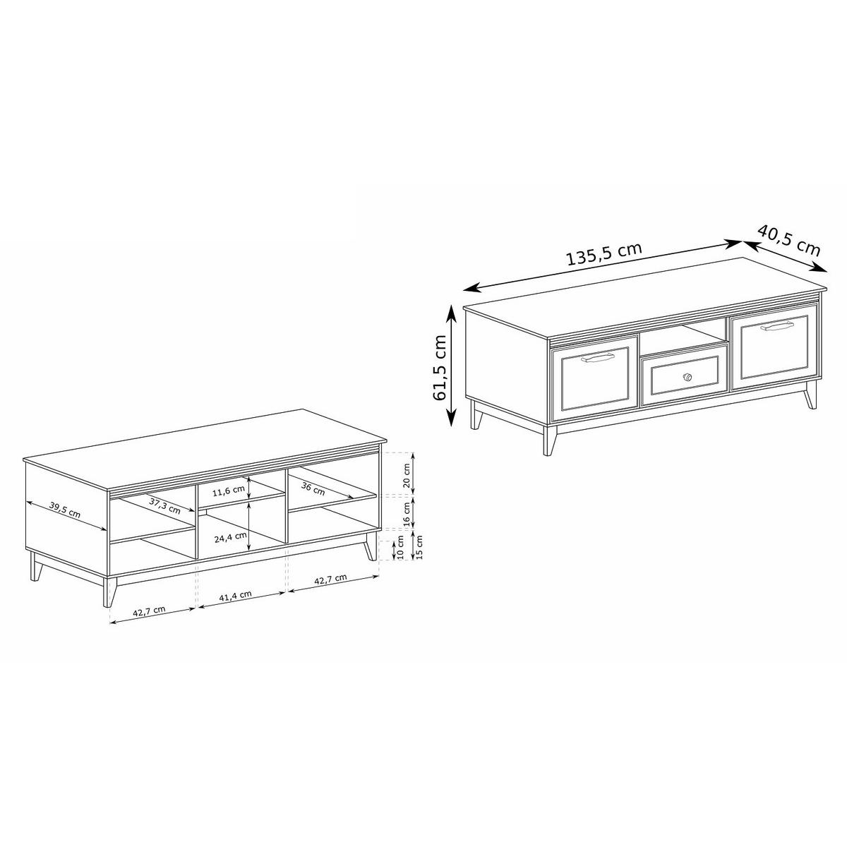 TV-LOWBOARD Windsor W-8 135,5 x 61,5 x 40,5 cm Kaschmir - Kaschmir/Eichefarben, Eichenholz/Holzwerkstoff (135.5/61.5/40.5cm) - Koseto