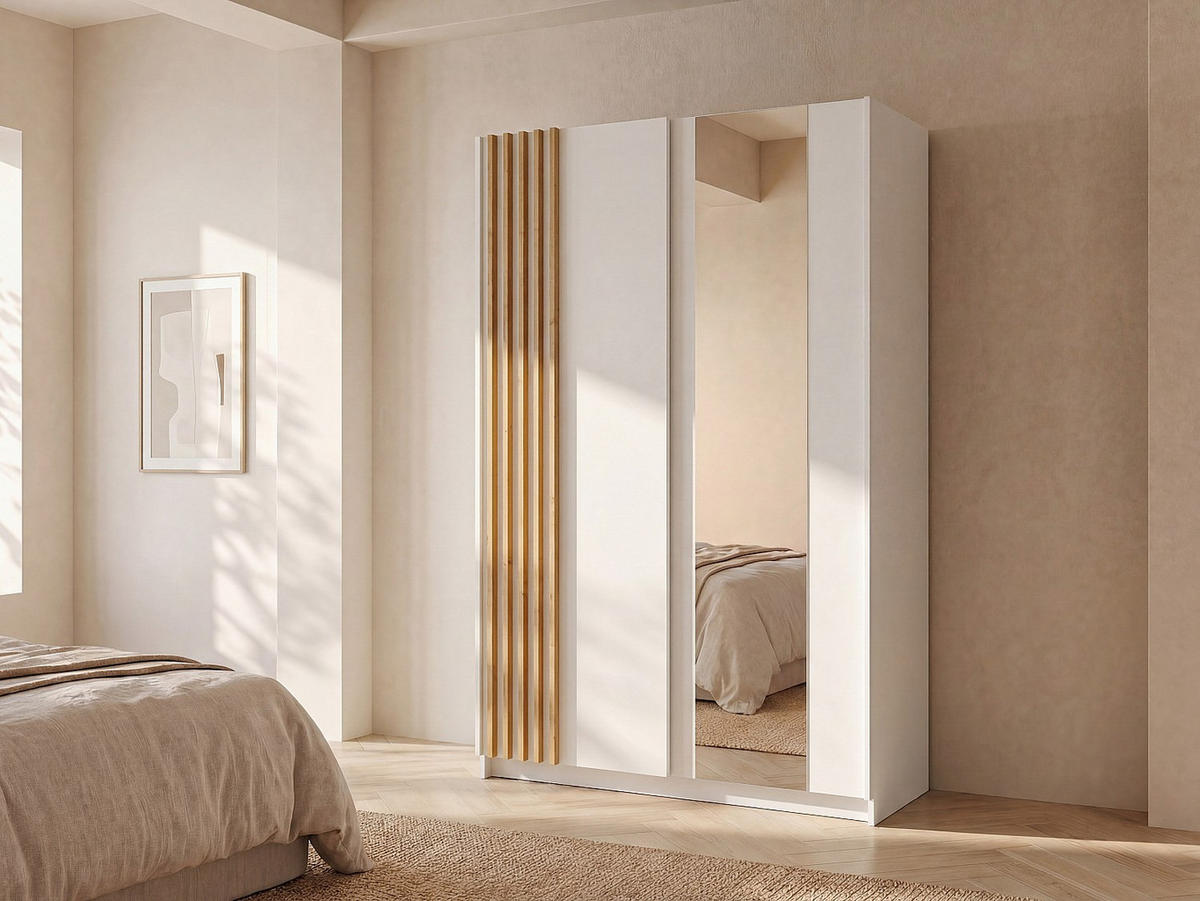 KLEIDERSCHRANK - 150.6 cm x 62 cm - holz - weiß Calela - Weiß, Holz (150.6/198.5/62cm) - Vente-Unique
