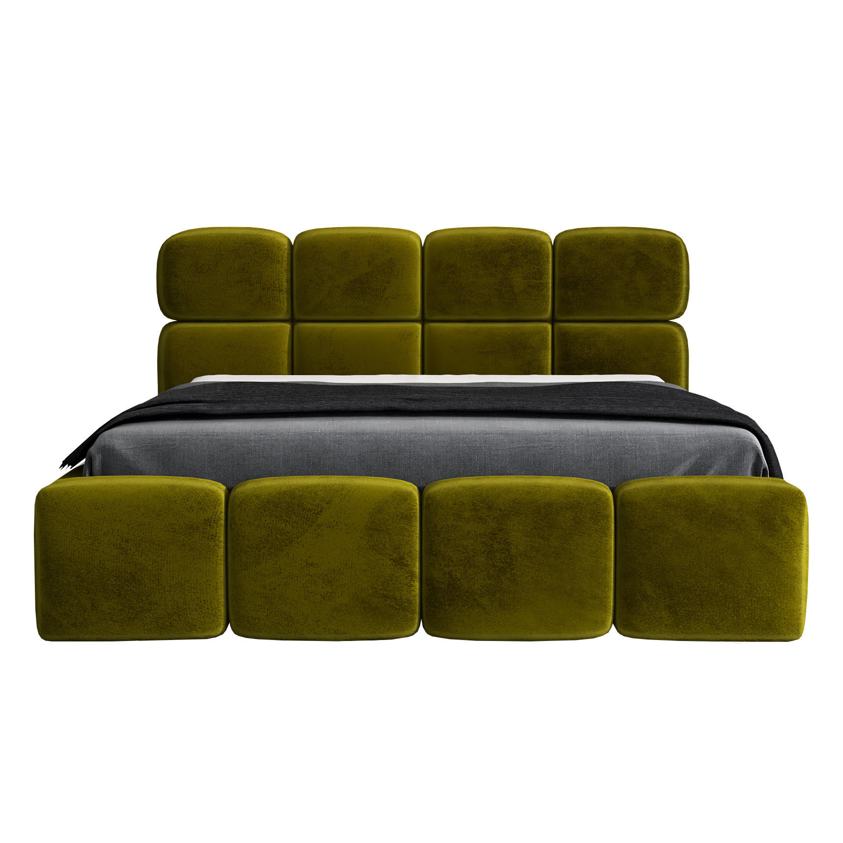 POLSTERBETT MONAKO 140x200 Olivgrün - Olivgrün, Textil (140/200cm) - A&J MöbelLand