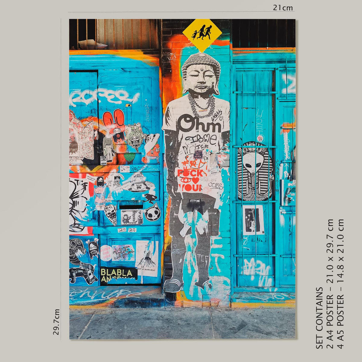 POSTER Set Mit 6 Graffiti A3 & A4 Rahmenlos - Klar, Papier (29/3cm) - Nacnic