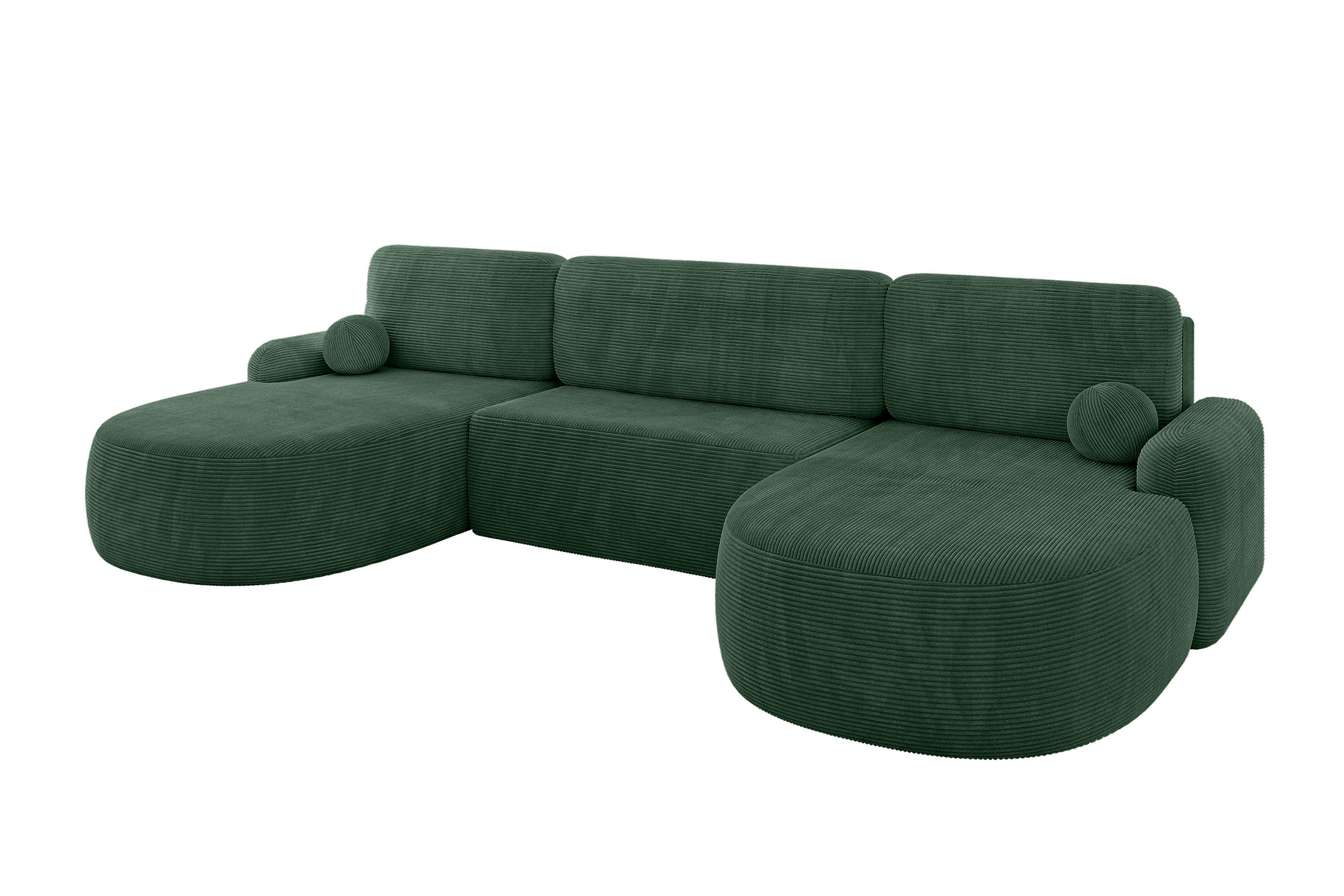 WOHNLANDSCHAFT mit Schlaffunktion und Bettkasten LIRA-U - 335x172x89 Grün - Hellgrün, Holzwerkstoff/Textil (335/89/172cm) - ALTDECOR