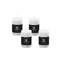 STUMPENKERZE Rustik Weiß 130 x 68 mm, 4er Adventskerzen-Set - Weiß, Paraffin (13cm) - Wiedemann Kerzen