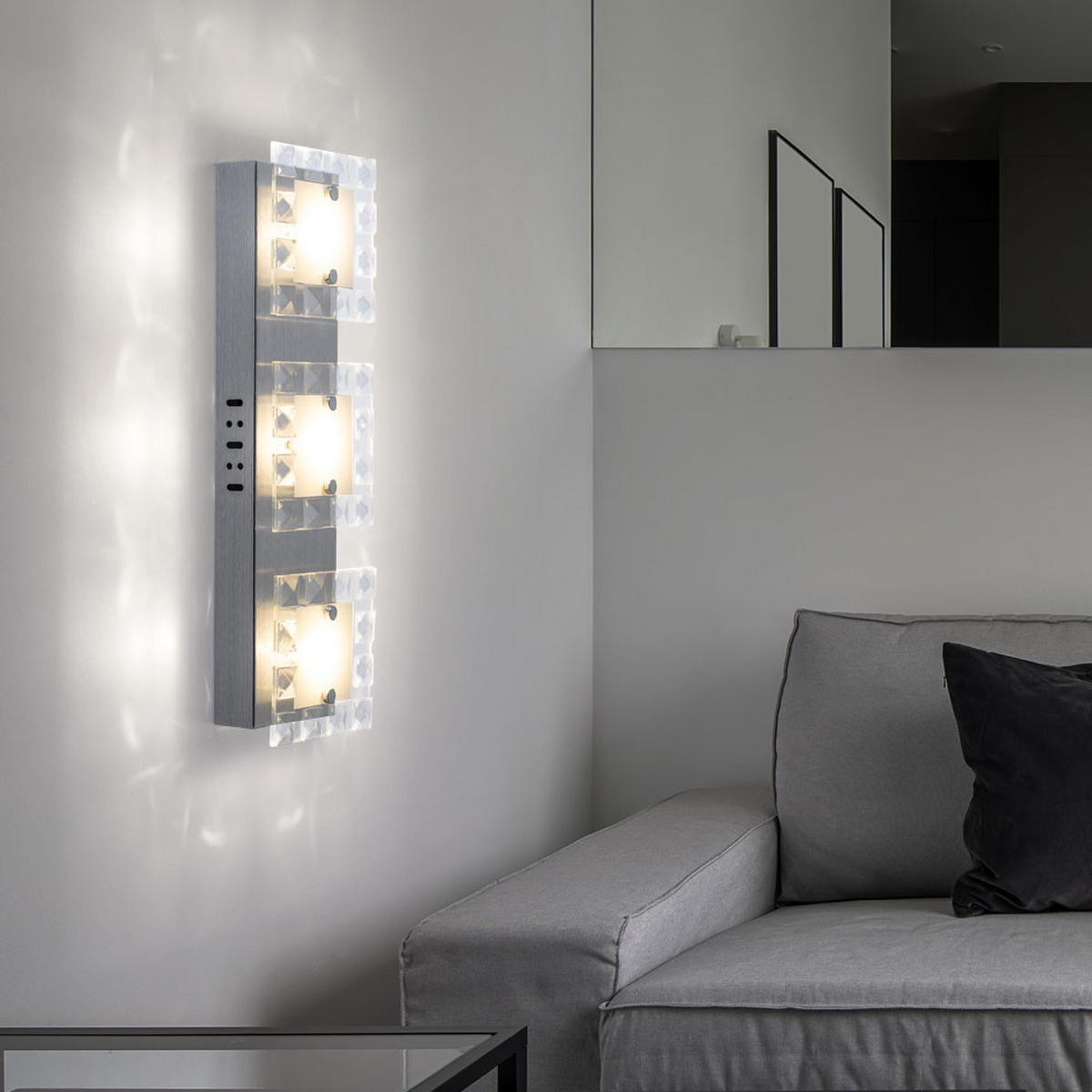 LED WANDLEUCHTE Kristalloptik Silber ALU Glas - Silberfarben, Glas (12/6.5/42cm) - Globo Lighting