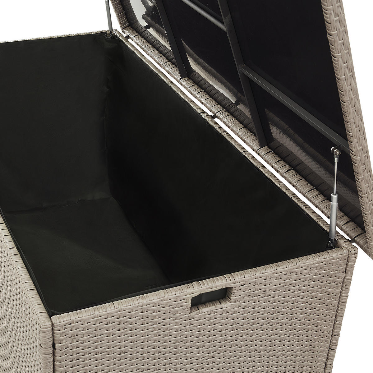 AUFLAGENBOX Rattan taupe 155/75 cm Modena - Beige/Schwarz, Kunststoff (155/80/75cm) - Beliani
