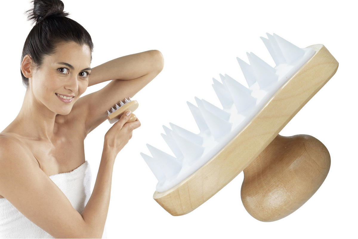 MASSAGE-BÜRSTE Wellness 2in1 - Braun, Kunststoff (9.8/6.5/8cm) - Maximex