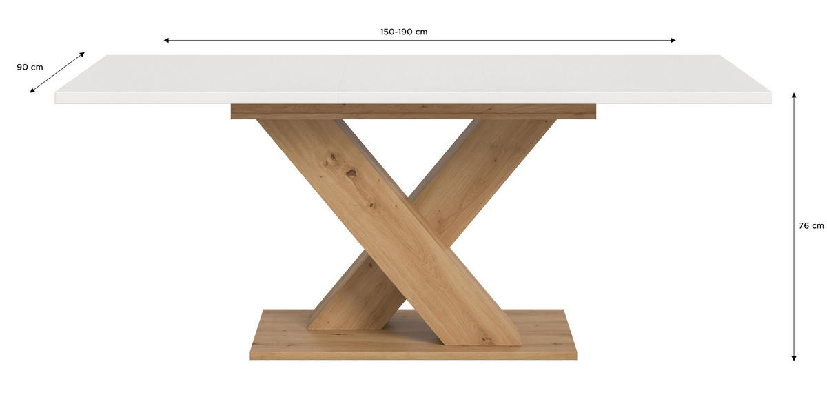 ESSTISCH MOTION (B/H/T: ca. 150/76/90 cm) in Artisan Oak Nachbildung/weiß - Eiche Artisan, Holzwerkstoff (90/150/76cm)