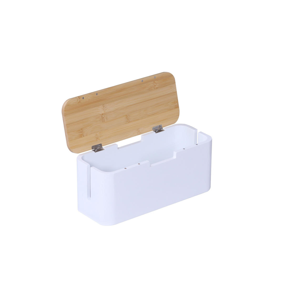 CUTIE naturală albă bambus pentru cabluri capac magnetic - alb, lemn/metal (11/34/14.5cm) - Relaxdays