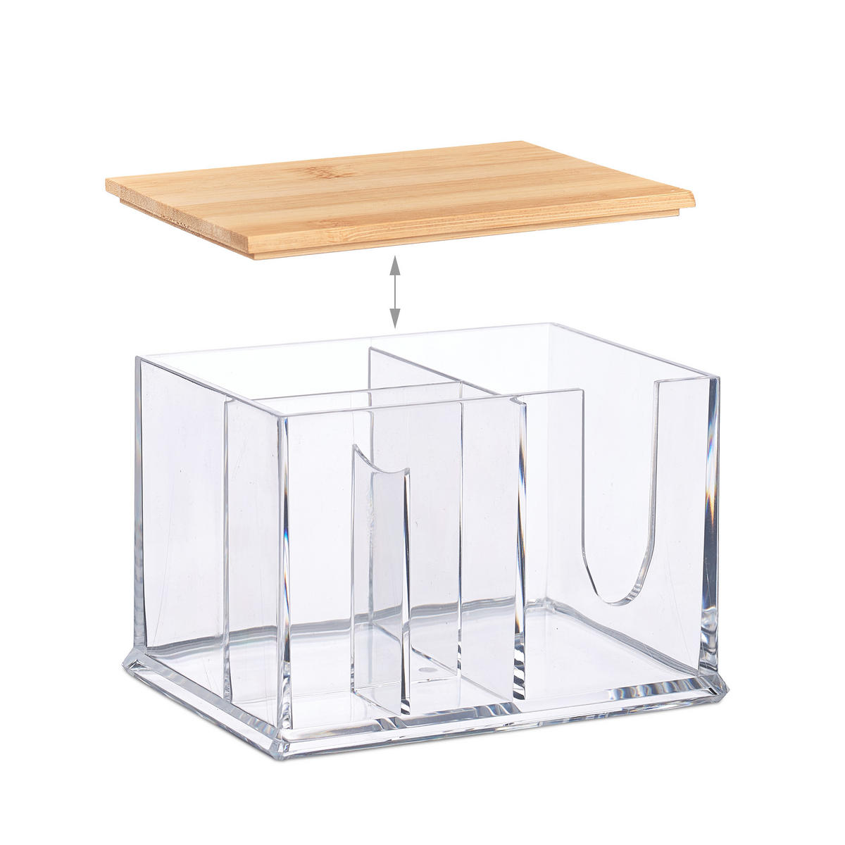 WATTESTÄBCHEN-AUFBEWAHRUNG - Transparent, Holz/Kunststoff (15/10/11cm) - Relaxdays
