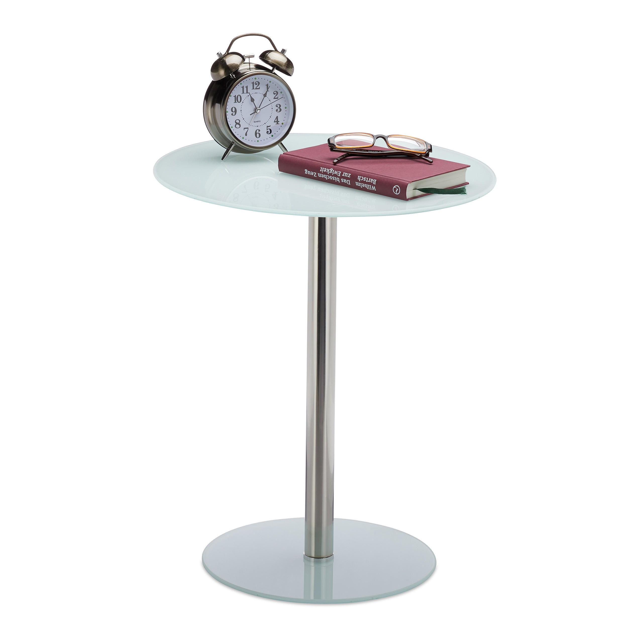 BEISTELLTISCH - Weiß, Glas/Metall (43/43/53cm) - Relaxdays