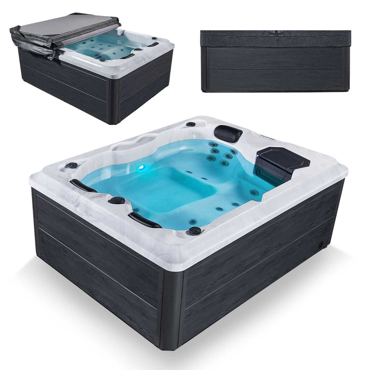 WHIRLPOOL Oasis ohne Treppe Outdoor - Grau, Kunststoff (210/80/160cm) - Artsauna