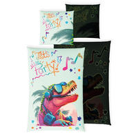 KINDERBETTWÄSCHE 135x200 cm Dino Dinosaurier aus 100% Baumwolle - Leuchtet um Dunkeln - Grün, Textil (135/200cm) - Carpe Sonno