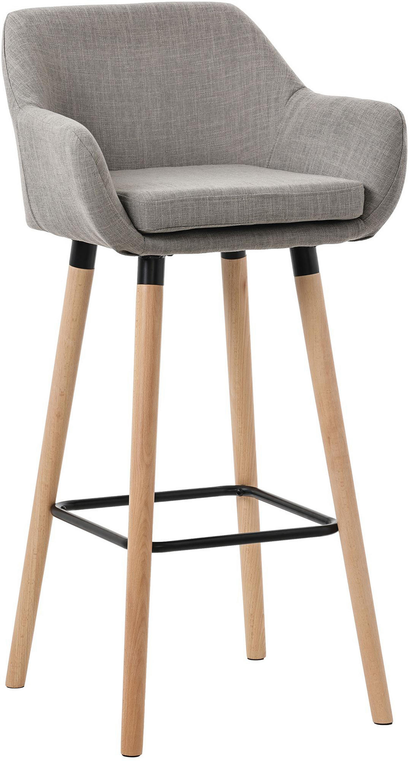 BARHOCKER Grande Stoff grau - Grau, Holz/Textil (51/101/50cm) - TPFLiving