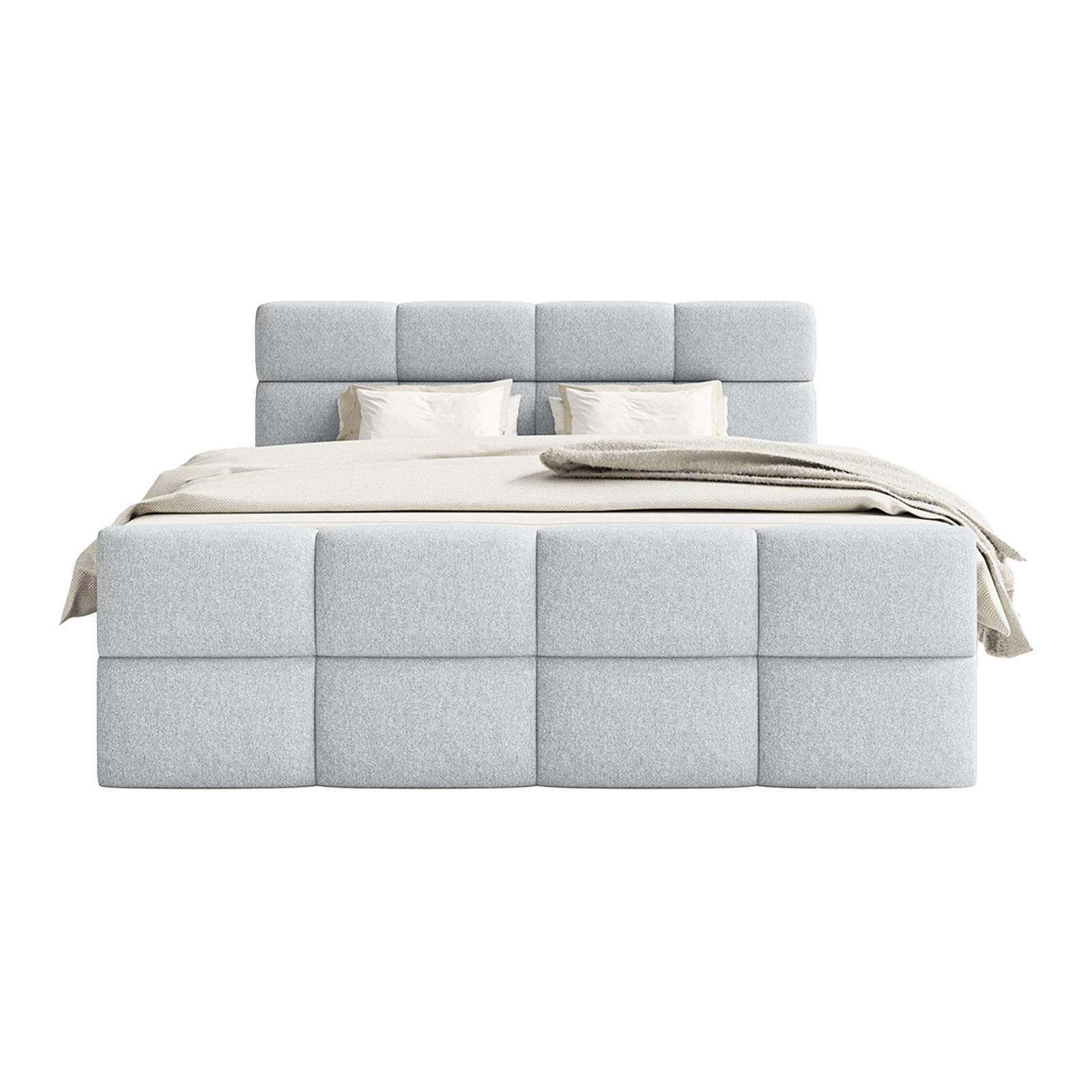 BOXSPRINGBETT ALZEA 160x200 cm, Silber - Silberfarben, Textil (160/200cm) - Fedve