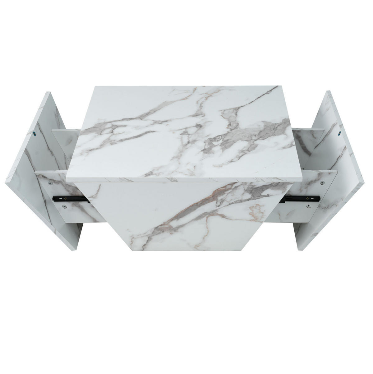 COUCHTISCH mit 2 Schubladen 70x70 cm MDF Weiß - Weiß, Wellpappe (70/70/37cm) - Meubliv