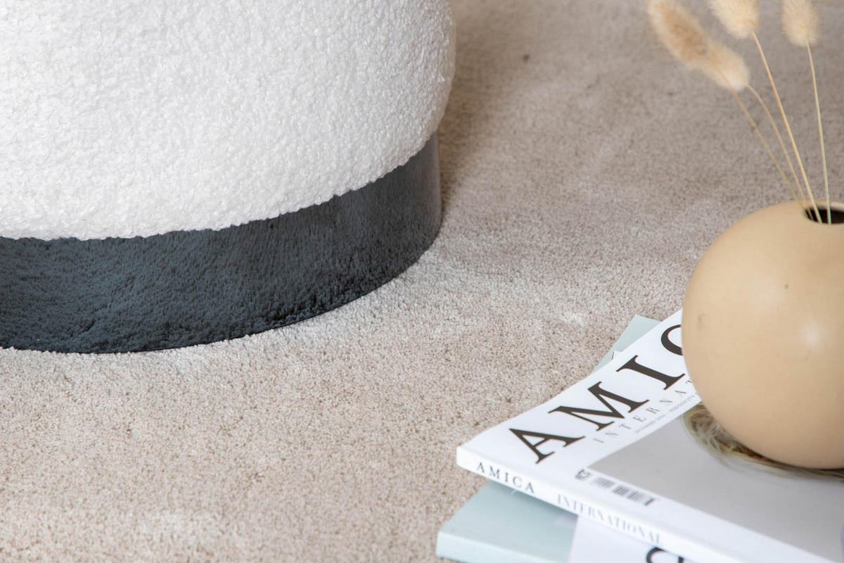 POUF schwarz weiß - Weiß, Holzwerkstoff (35/43/35cm) - ebuy24