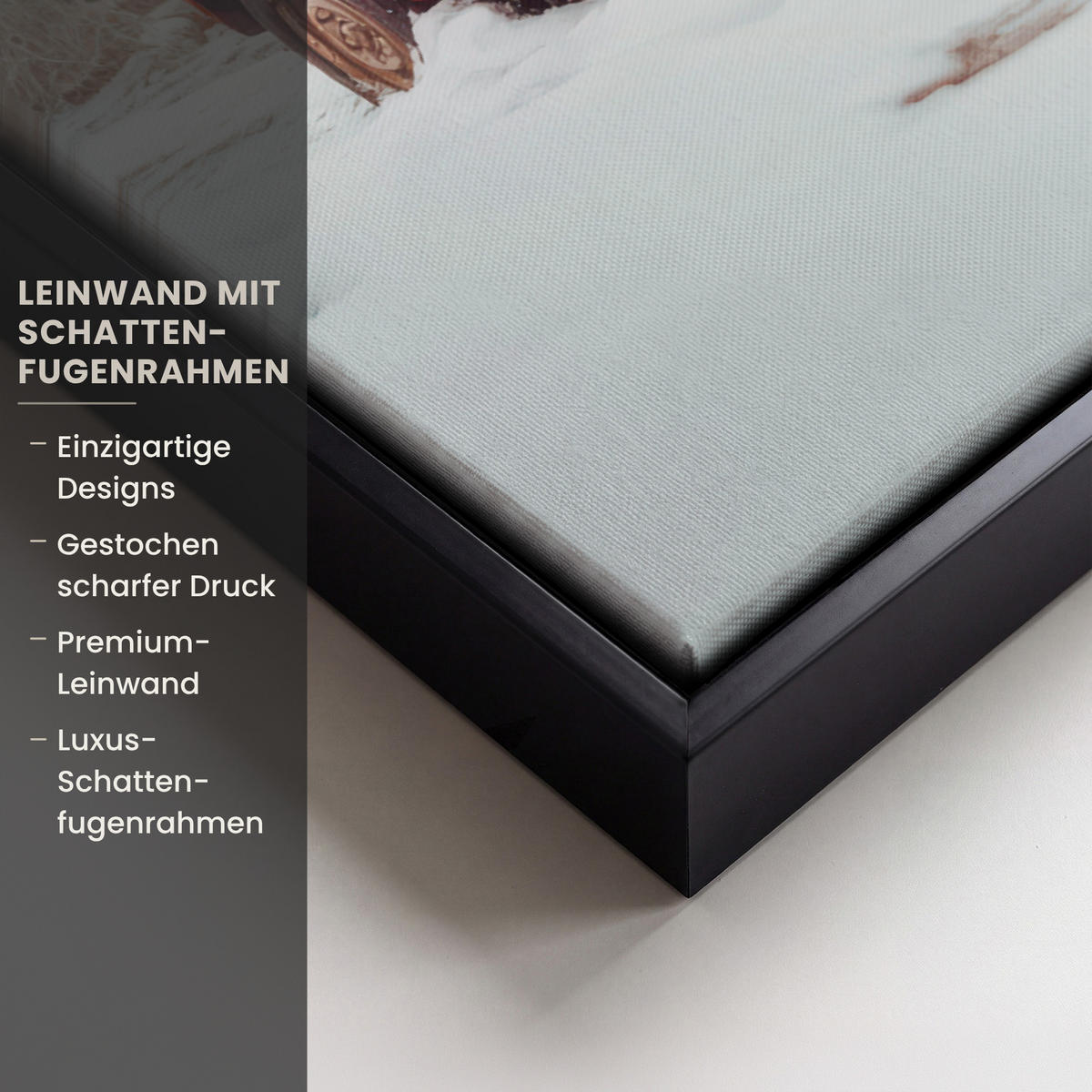 LEINWAND Bilder mit Rahmen - Auto - Rot - Geschenke - Winter - Schnee - Weihnachten - 60x80 - Rot, Textil (60/80cm) - MuchoWow