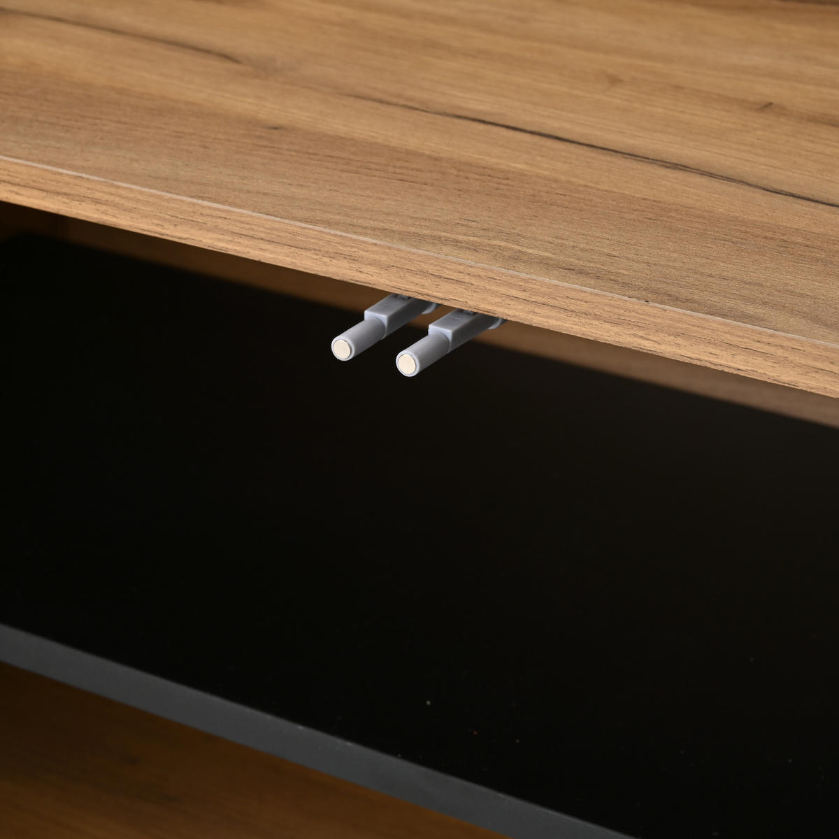 LOWBOARD DE-40397 Glastüren mit LED und 2 Schränken Holzfarbe - Naturfarben, Holzwerkstoff (180/45/40cm) - ComfortXL