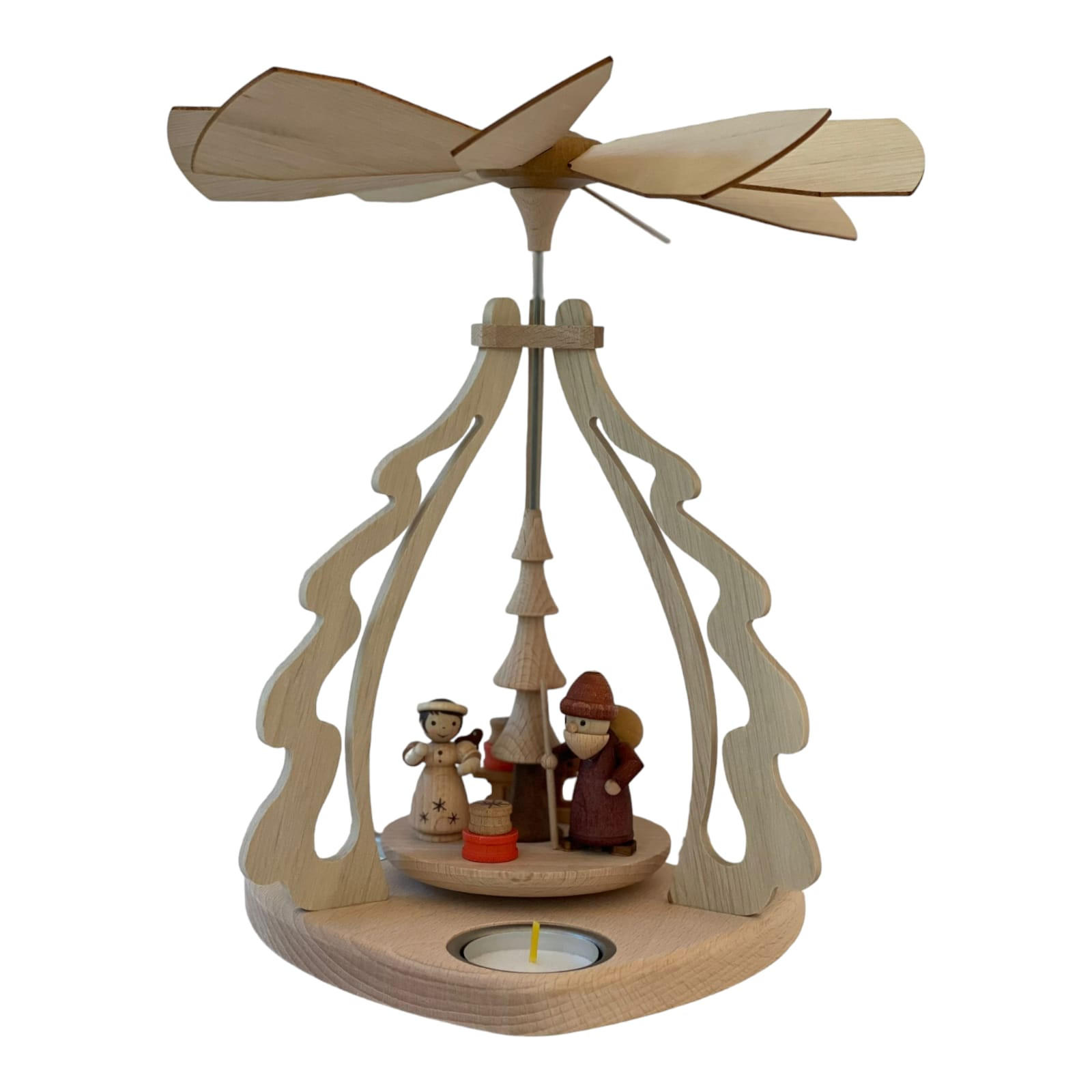 PYRAMIDE Bescherung für 3 Teelichter 23/23/27 cm - Multicolor, Holz (23/27/23cm)