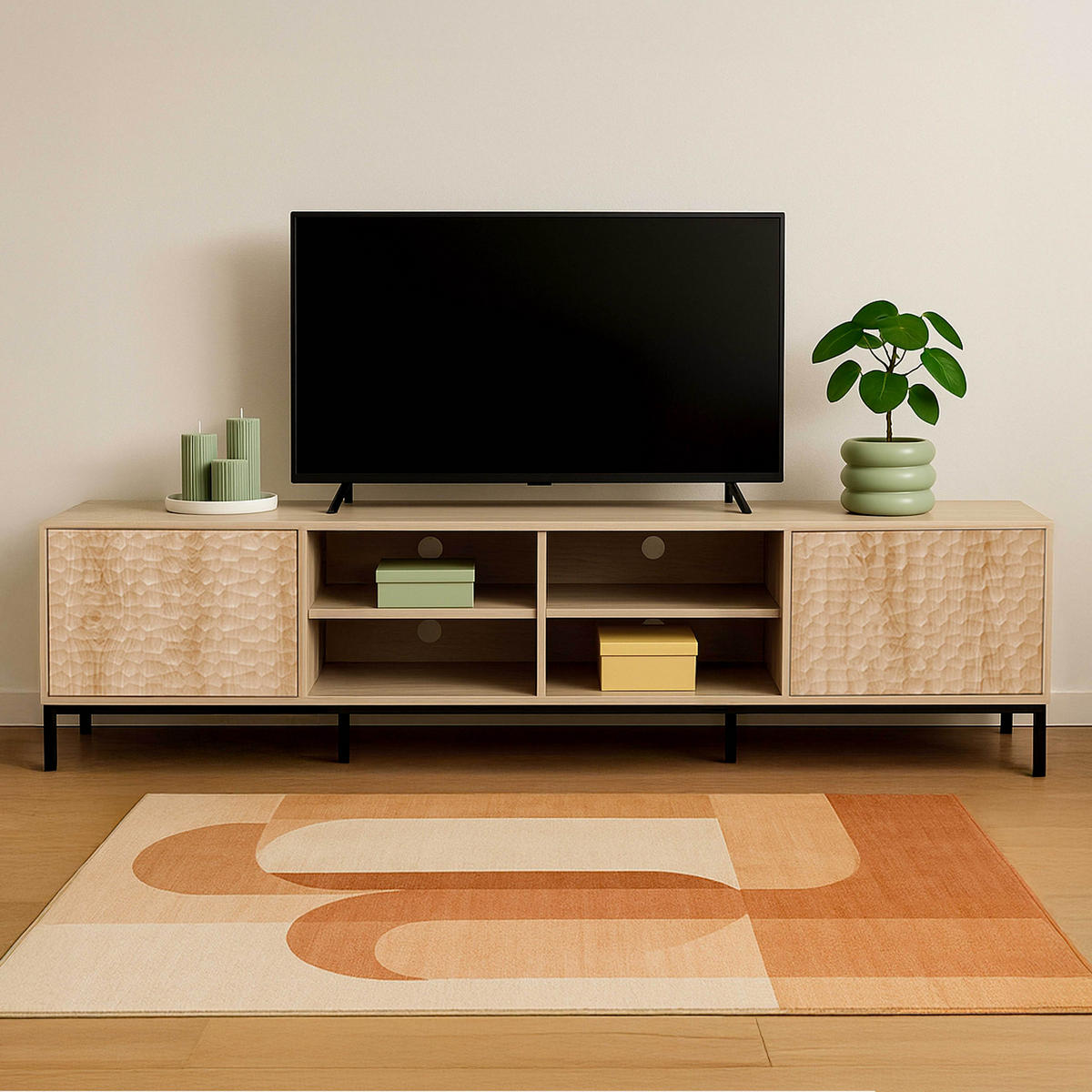 TV-SCHRANK, helles Holzeffekt - Beige, Holz (40/54/200cm) - Oviala