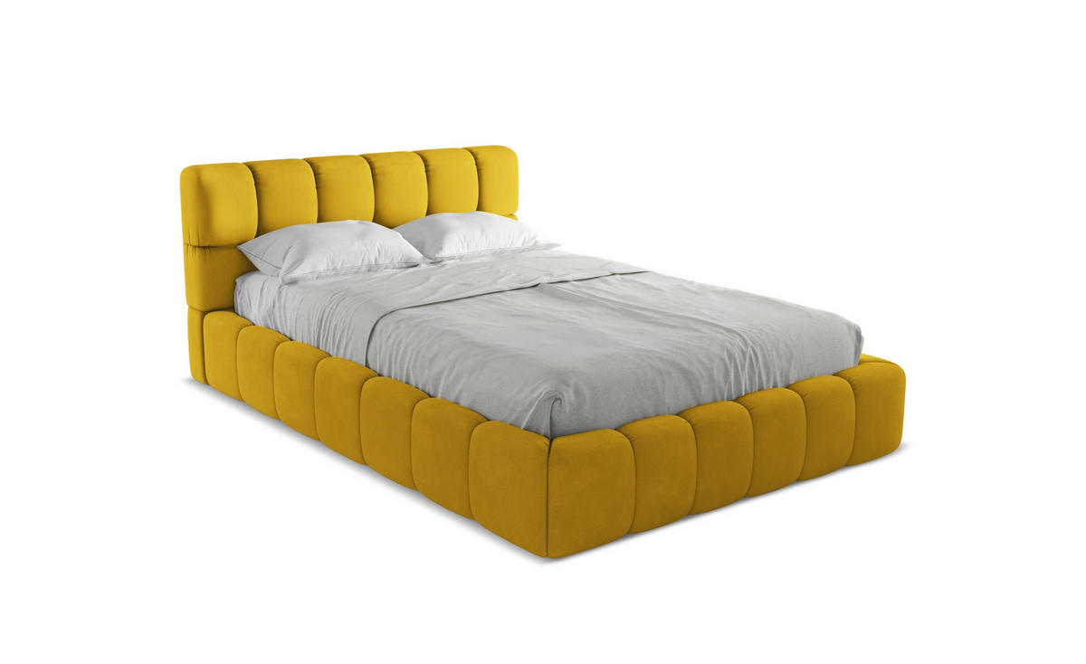 POLSTERBETT mit Bettkasten und Lattenrost 160x228 Gelb - Currygelb/Gelb, Kunststoff/Textil (140/200cm) - Makamii