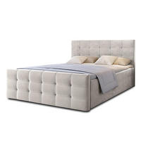 BOXBETT ARGENTARO 160x200 cm mit Bettkasten und Matratze - Beige - Beige/Schwarz, Holz/Holzwerkstoff (160/200cm) - AX Living