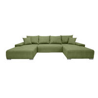 ECKSOFA Trawanga s funkcí spaní, Olivová - olivově zelená, textil (348/188cm) - Fedve
