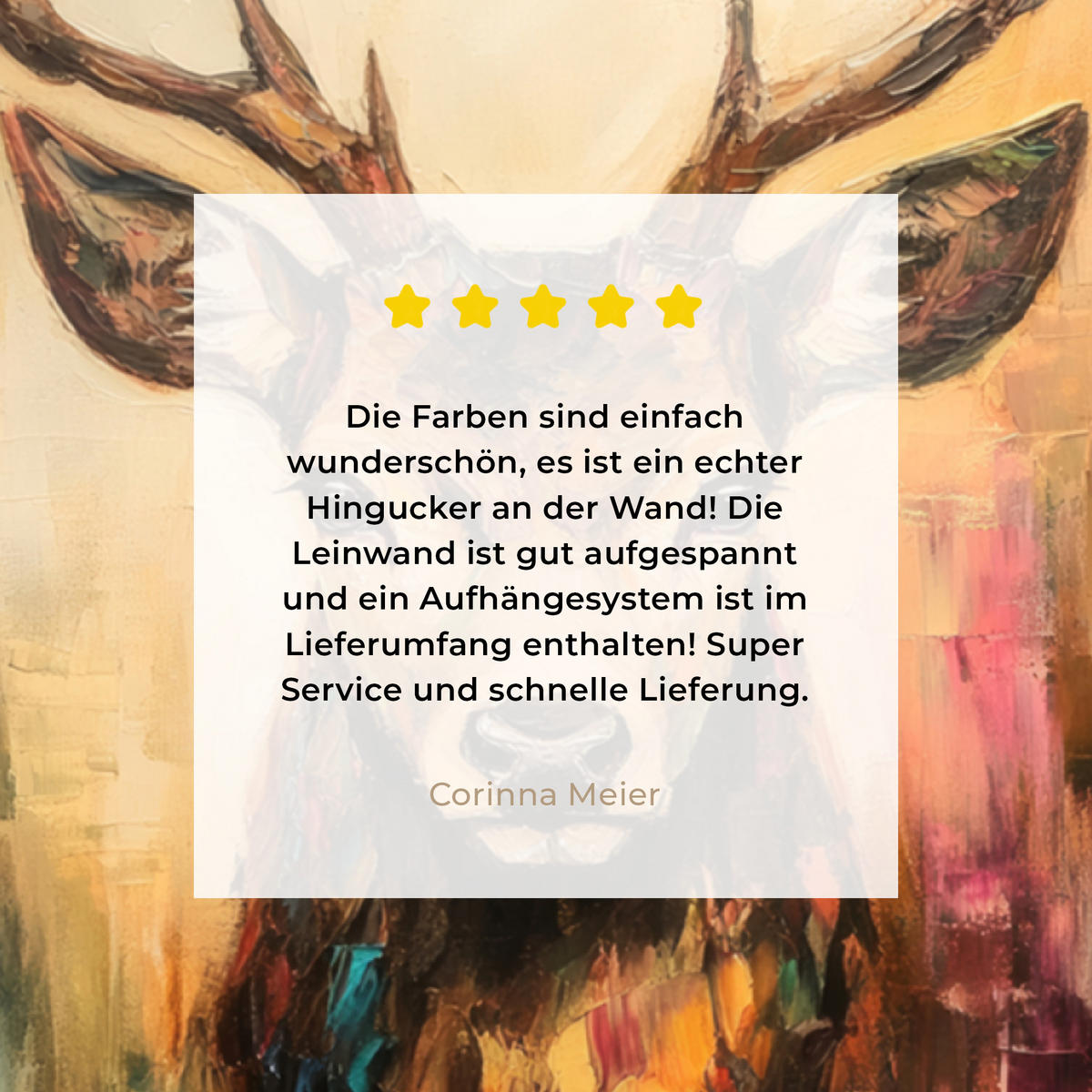 LEINWANDBILD Hirsch - Gemalt - Geweih - Braun Wandbilder 80x60 cm - Haselnussfarben, Textil (80/60cm) - MuchoWow