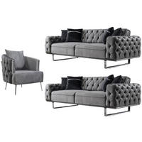 SITZGARNITUR Roma Grau Stellvariante:3+3+1 - Grau, Holz (240/81/103cm) - Villa Möbel