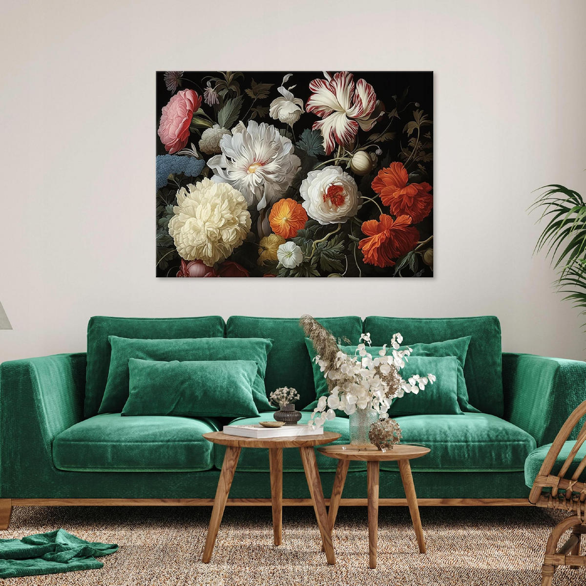 LEINWAND BILDER Blumen Schlafzimmer 120x80 - Multicolor, Holzwerkstoff (120/80cm) - Wallarena