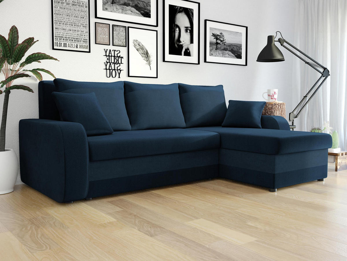 ECKSOFA Kris Lux - Blau/Schwarz, Holz/Kunststoff (238/147cm) - MIRJAN24