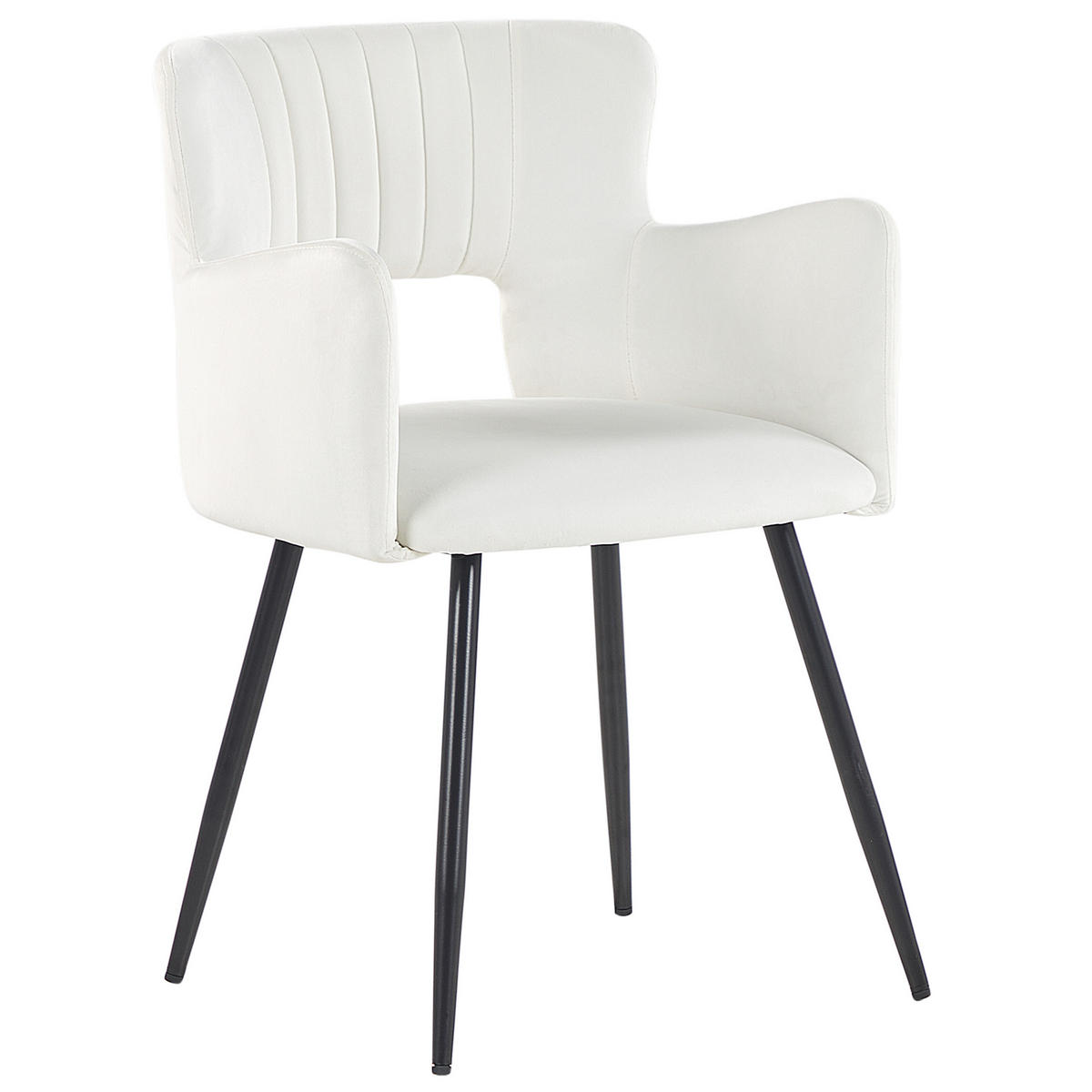 ESSZIMMERSTUHL 2er-Set Samtstoff Weiß Sanilac - Weiß, Textil/Metall (52/75/44cm) - Beliani