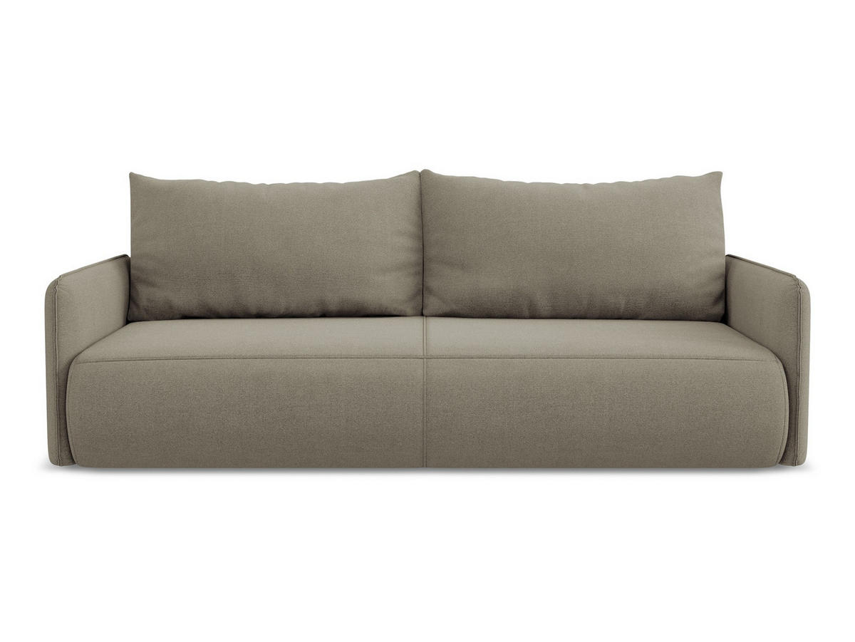 3-SITZER SOFA mit Schlaffunktion Strukturstoff Stoff Beige - Beige/Schwarz, Kunststoff/Textil (216/86/105cm) - Makamii