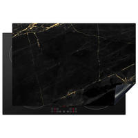 HERDABDECKPLATTE Marmor - Schwarz - Gold - Chic - Marmoroptik - Design Induktionsmatte 77x51 cm - Schwarz, Kunststoff (77/51/0.2cm) - MuchoWow