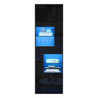VITRINE LED Hochglanz Glas 1 Schublade 4 Türen Schwarz - Schwarz, Holzwerkstoff (55/170/38cm) - FLIEKS