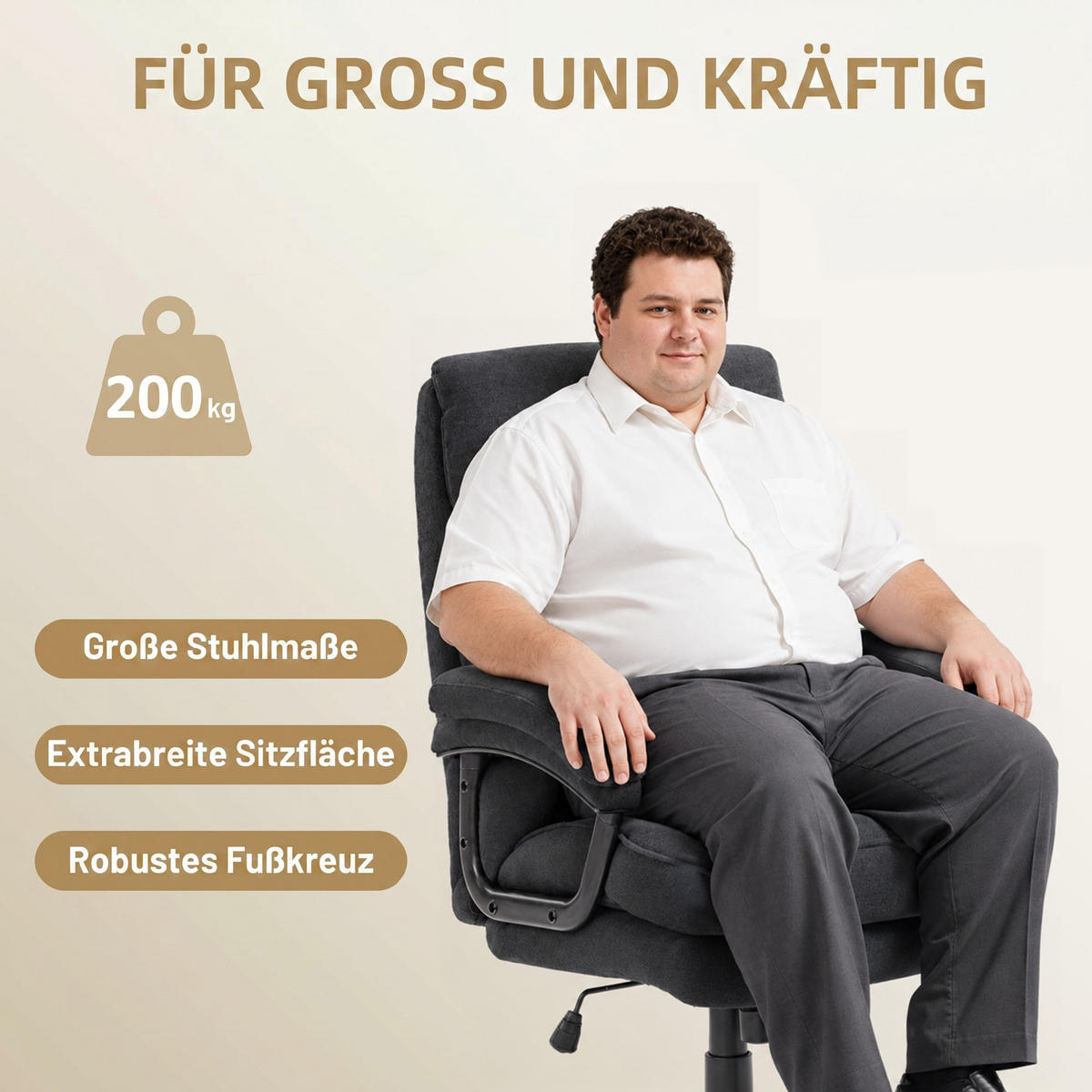 CHEFSESSEL Polyester Schwarz - Schwarz, Textil/Metall (68.5/125/79cm) - HOMCOM