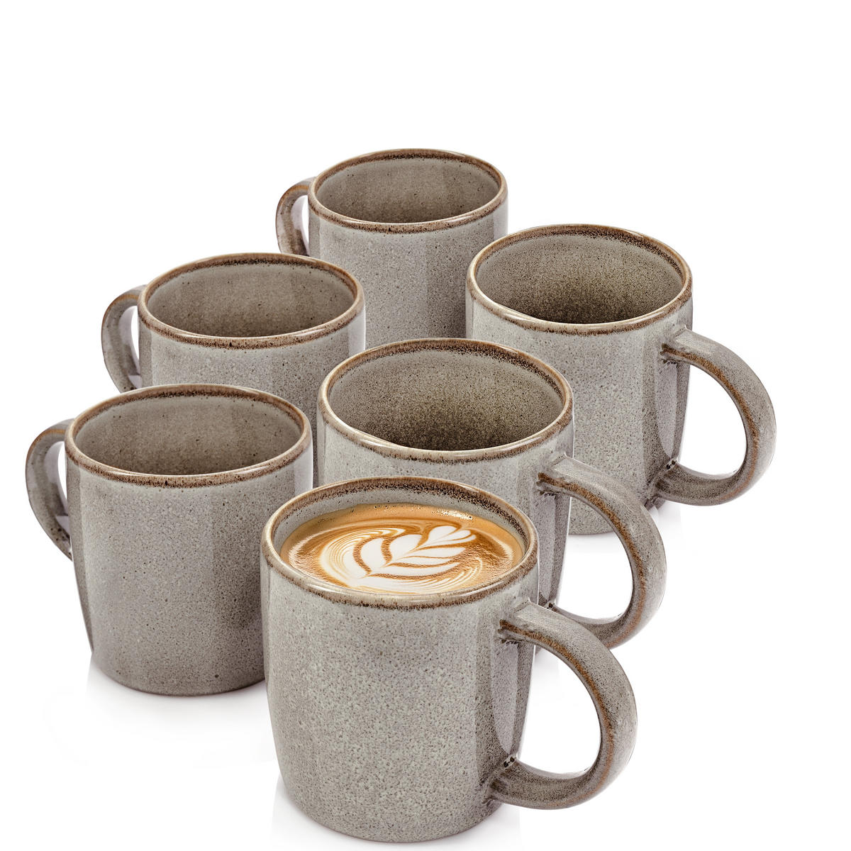 KAFFEEBECHER SET KAIRO GRAPHIT - 6 teilig aus Steingut - Braun, Keramik (0.4L) - Sänger