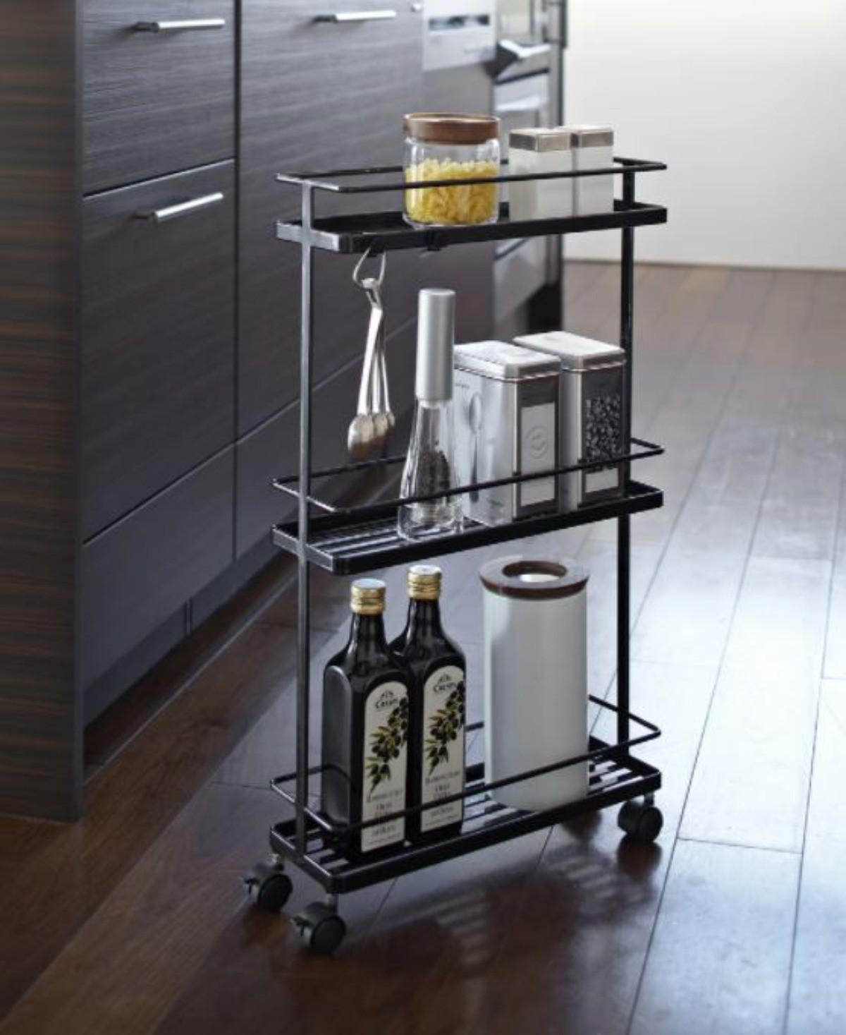 ROLLWAGEN aus Stahl - Schwarz - 38/12/66 cm - Schwarz, Metall (12/66/38cm) - Yamazaki