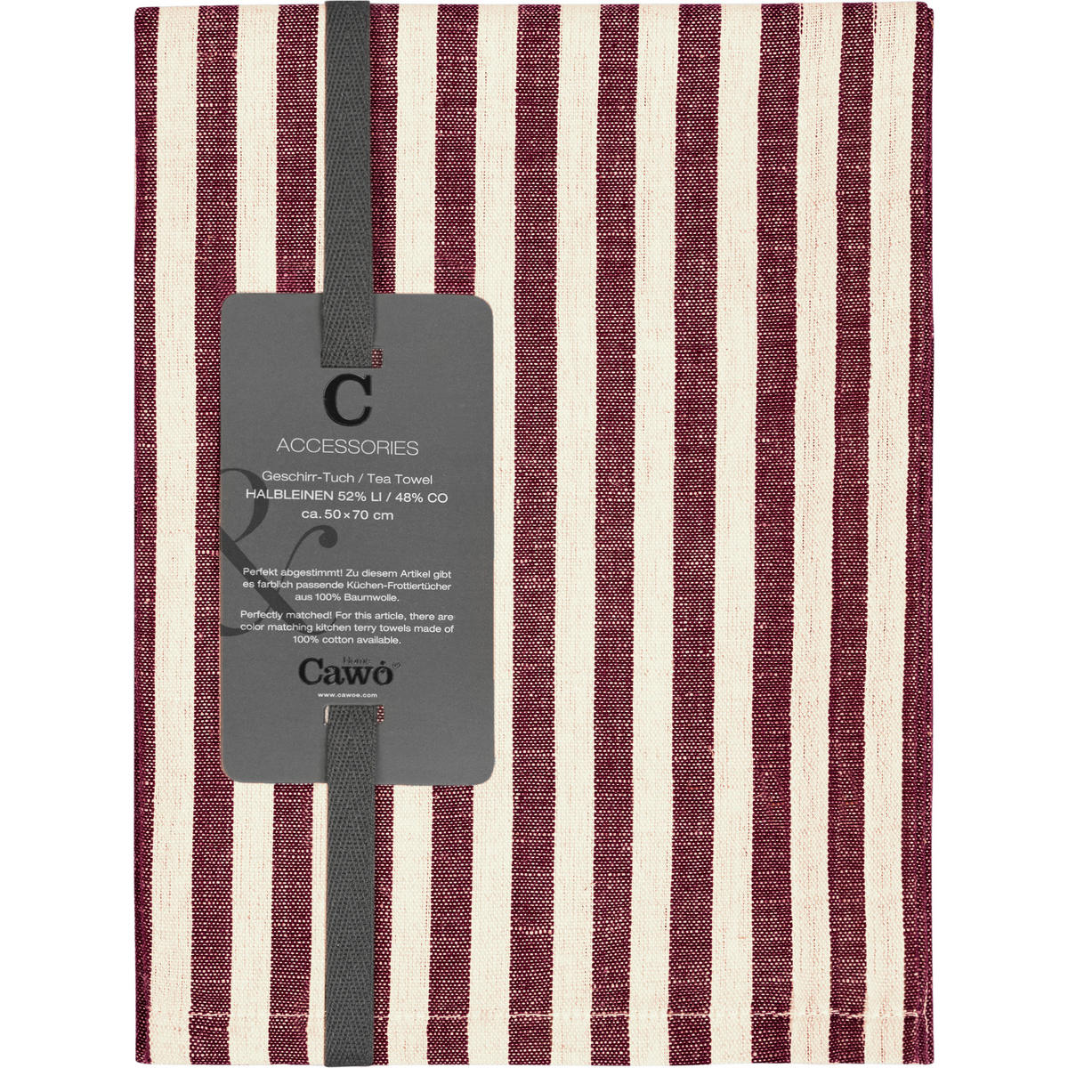GESCHIRRTÜCHER LINEN CLASSICS STREIFEN 537 BURGUND - 83 - Rot, Textil (50/70cm) - Cawö