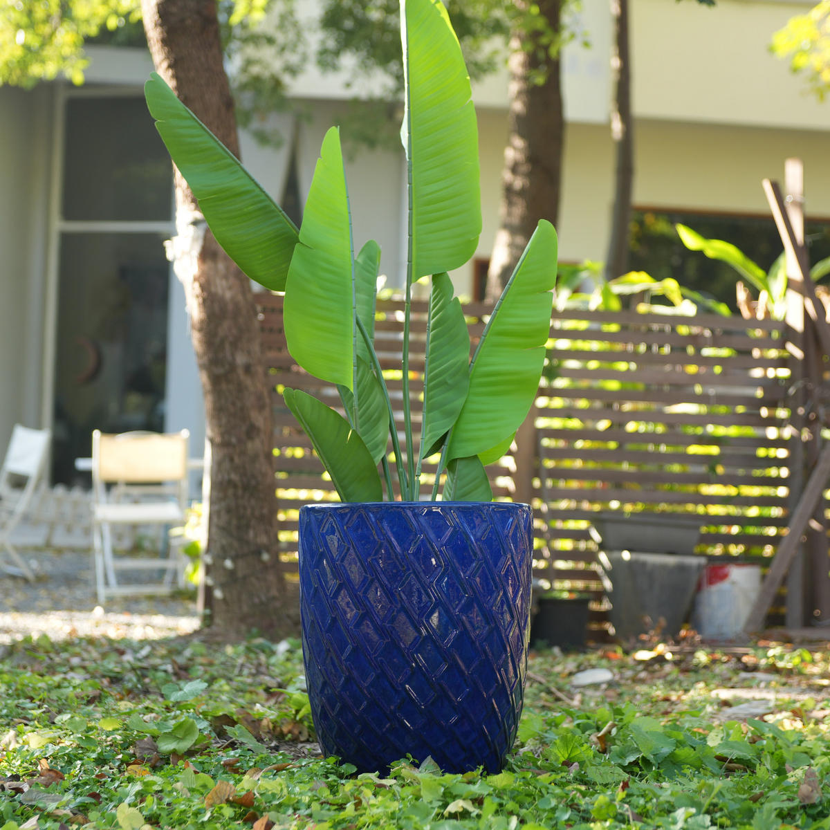 KERAMIKBLUMENTOPF, groß, 42×54cm, rautenförmig, königsblau - Blau, Keramik (42/54/42cm) - Vallsero