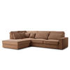 ECKSOFA Kirou Hellbraun Chenille-Stoff - Links Seite - Hellbraun/Schwarz, Holz/Holzwerkstoff (225/311cm) - Maison de Reve