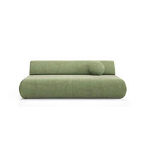 BETTSOFA DELTA Grün Geflochtener Stoff mit Schlaffunktion - Grün, Holz (214/74/100cm) - MASSENO